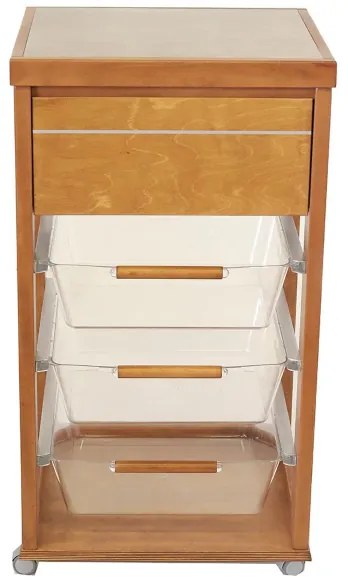 Carrello in legno Rovere con cesti portafrutta in policarbonato LANDHELL