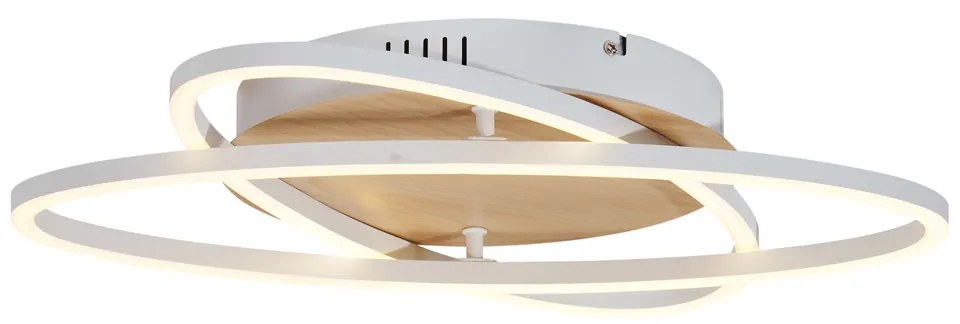 Plafoniera bianca con legno con LED dimmerabile a 3 livelli 2 luci - Kane