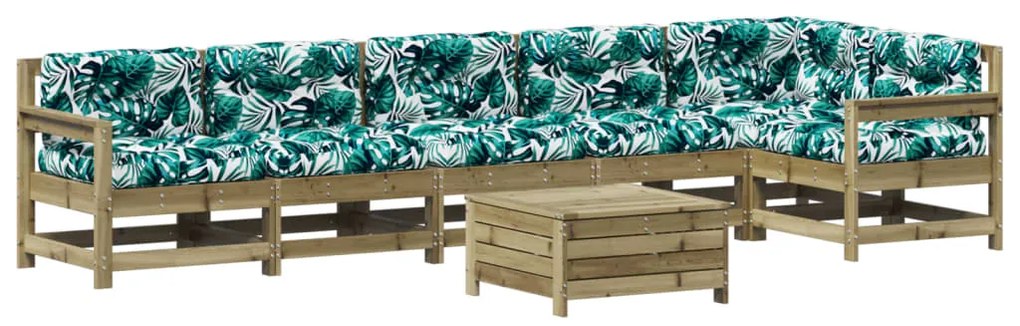Set divani da giardino 7pz con cuscini legno impregnato di pino