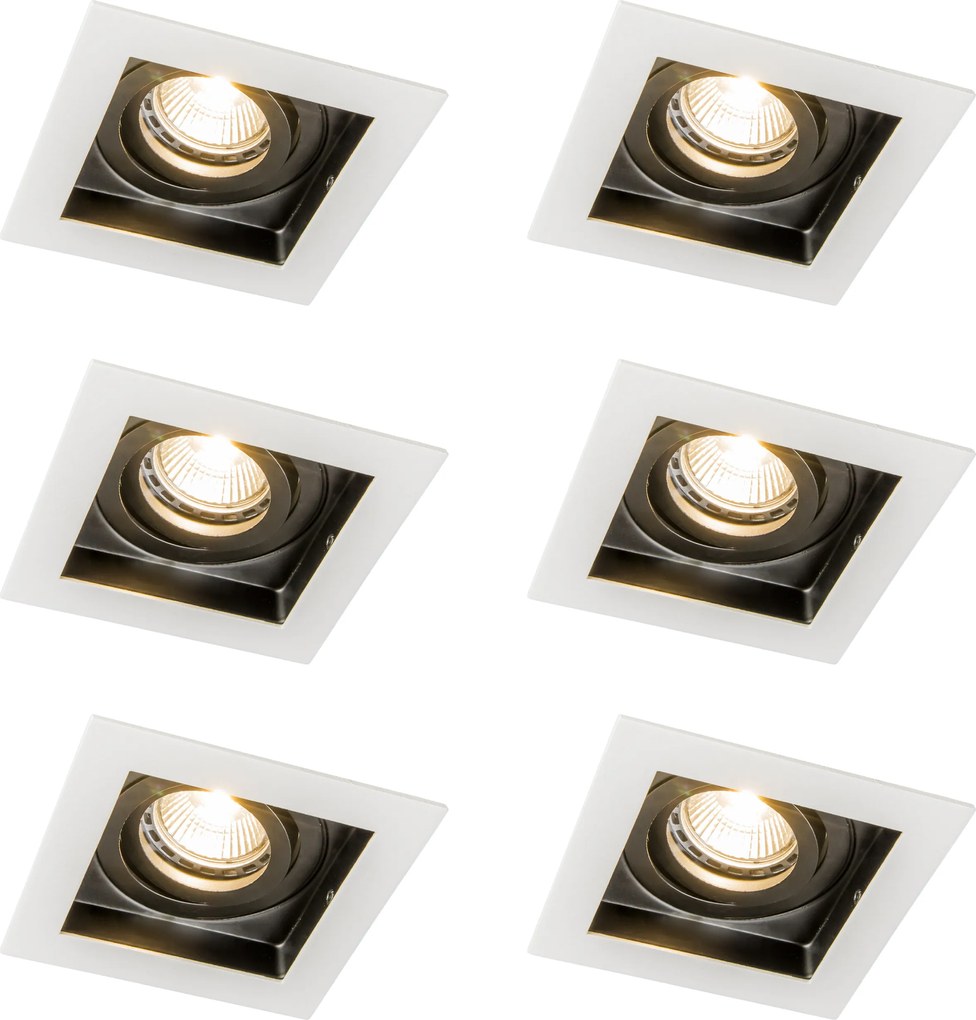 Faretto da incasso moderno bianco con nero regolabile - Carree