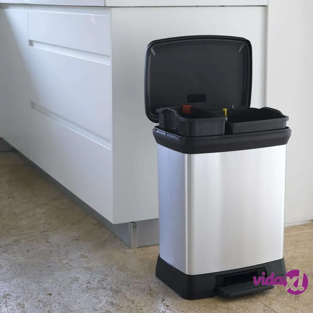 Curver Pattumiera a Pedale Doppia Deco 10L+18L Argento