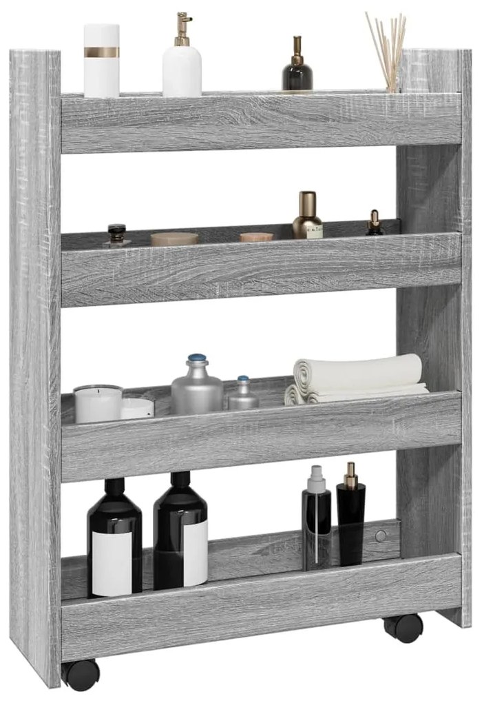 Carrello Stretto A 4 Livelli Grigio Sonoma İn Truciolato /