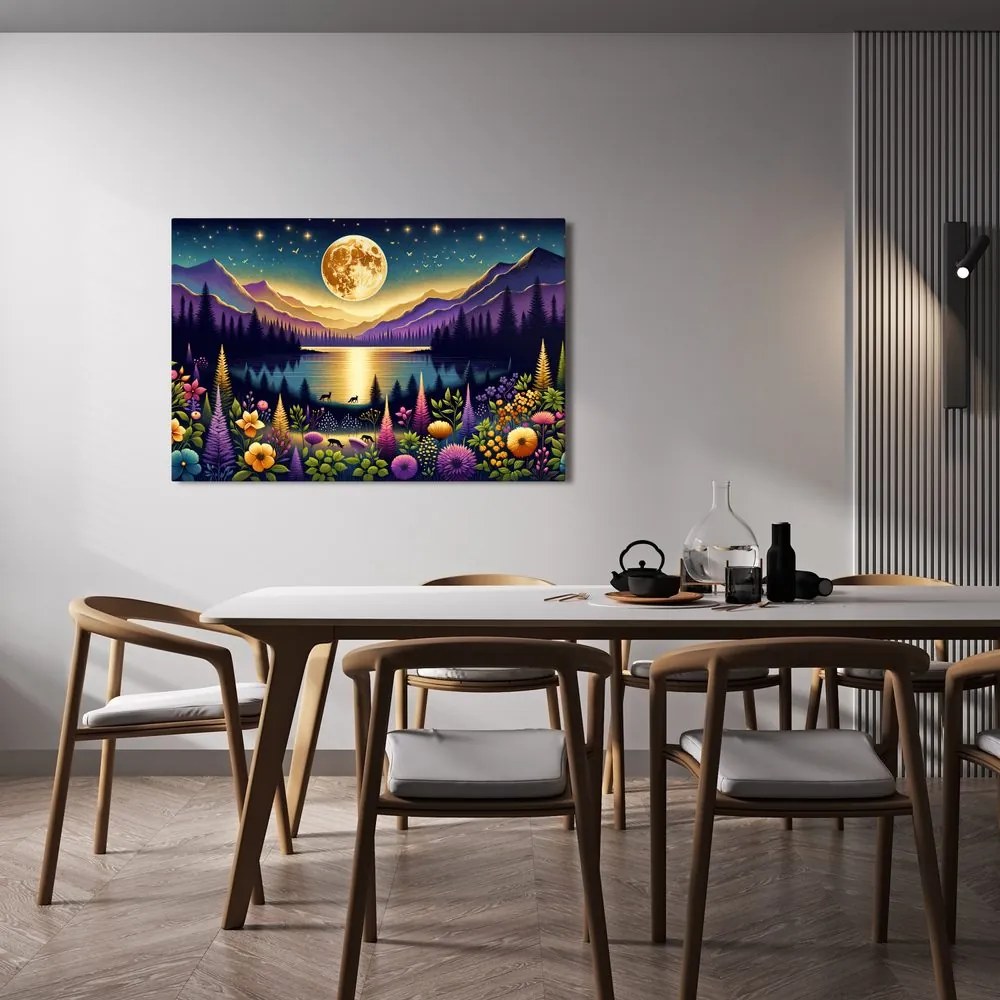 Quadro su tela – Paesaggio romantico con luna piena