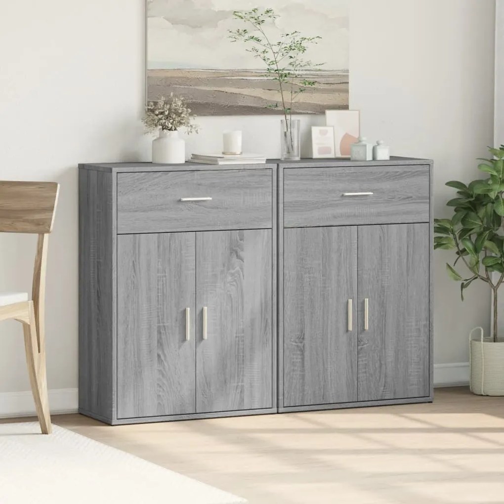 Credenze 2 pz grigio sonoma 60x30x84 cm in legno multistrato