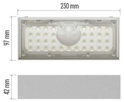LED Proiettore solare con sensore di movimento LED/3,7V 3000mAh 4000K IP65 bianco