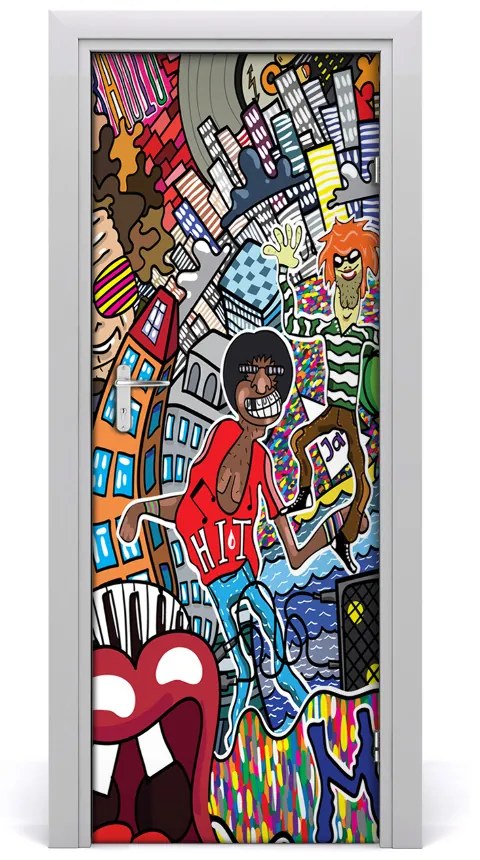 Sticker porta Collage musicale 85x205 cm