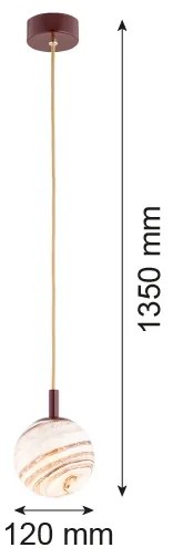 Argon 8452 - Lampadario a sospensione con filo ALMIROS 1xE14/7W/230V diametro 12 cm alabastro marrone/oro