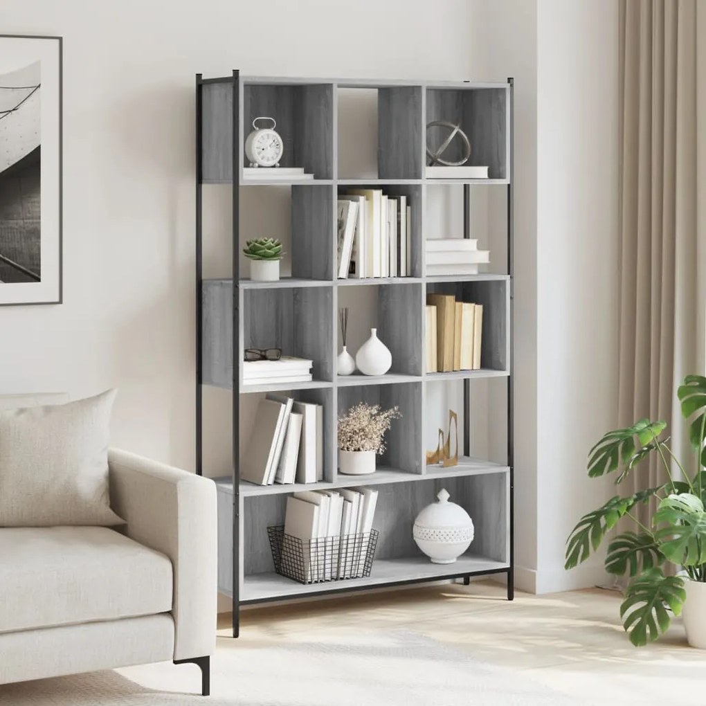 Libreria Grigio Sonoma 102x28x172 cm in Legno Multistrato