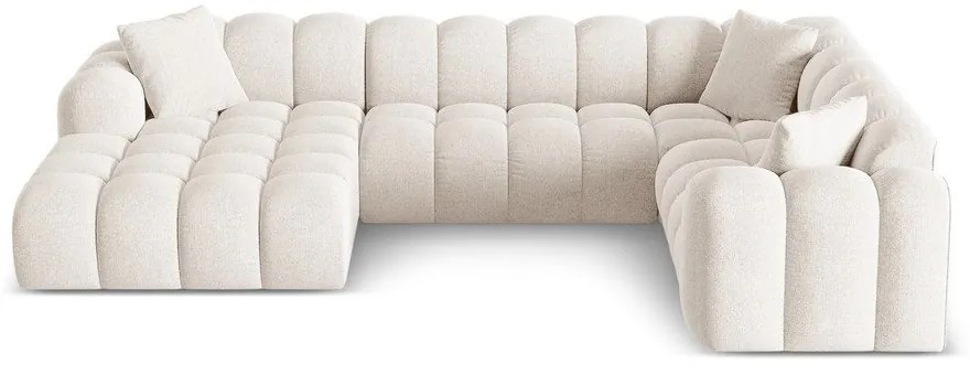 Divano angolare color crema (con penisola a destra/a U) con rivestimento in ciniglia Treno – Cosmopolitan Design