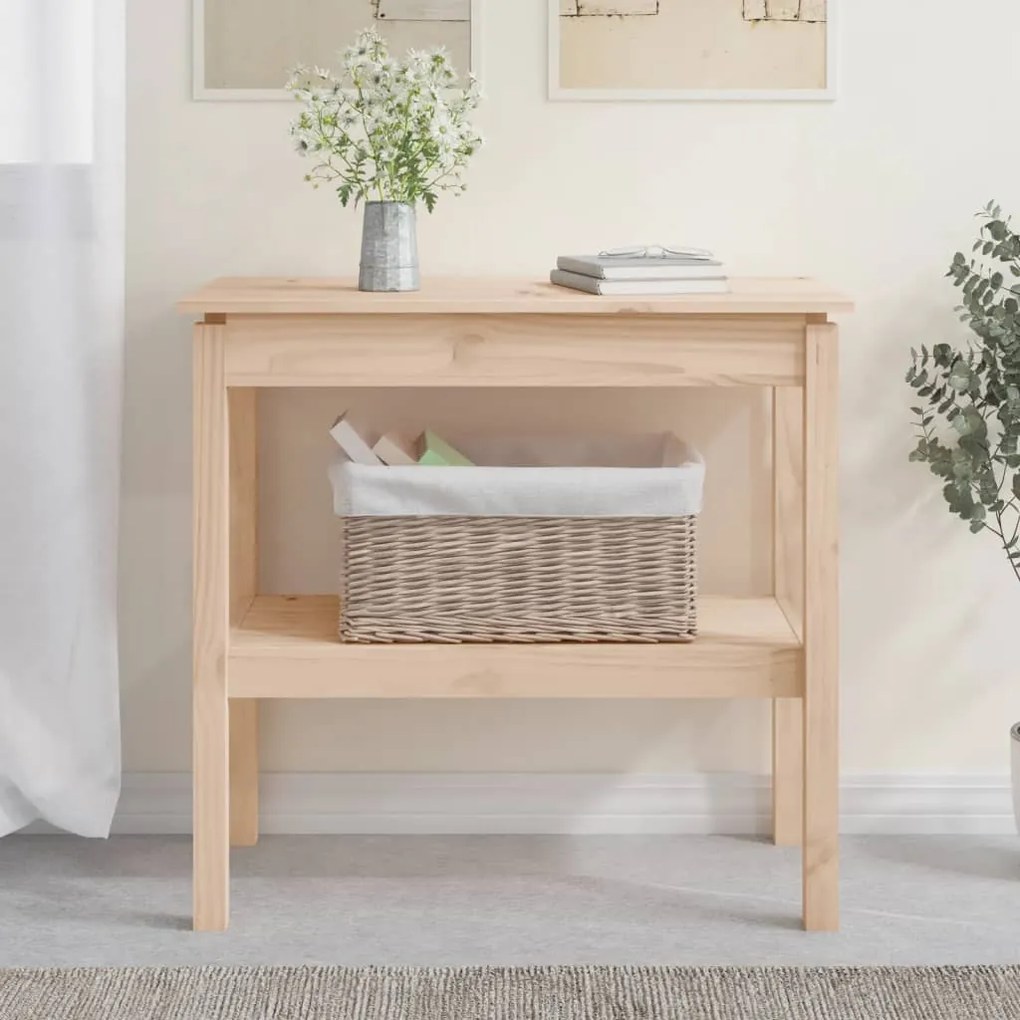 Tavolo Consolle 80x40x75 Cm İn Legno Massello Di Pino /