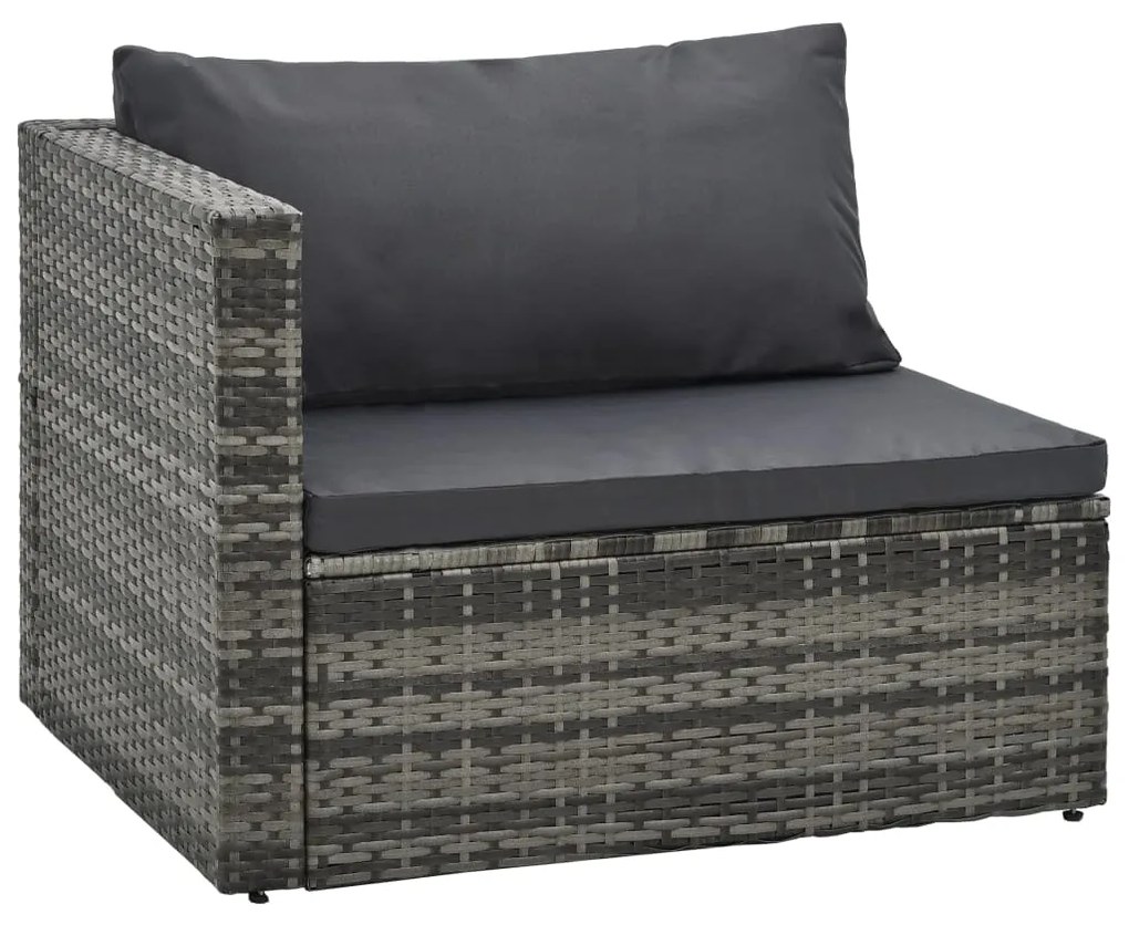 Set Divani da Giardino 5 pz con Cuscini in Polyrattan Grigio