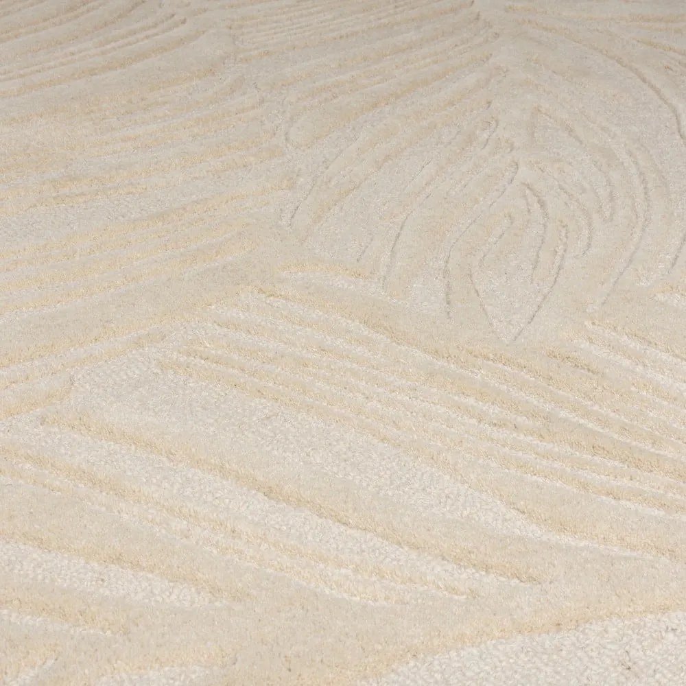 Tappeto in lana beige 200x290 cm Lino Leaf - Flair Rugs