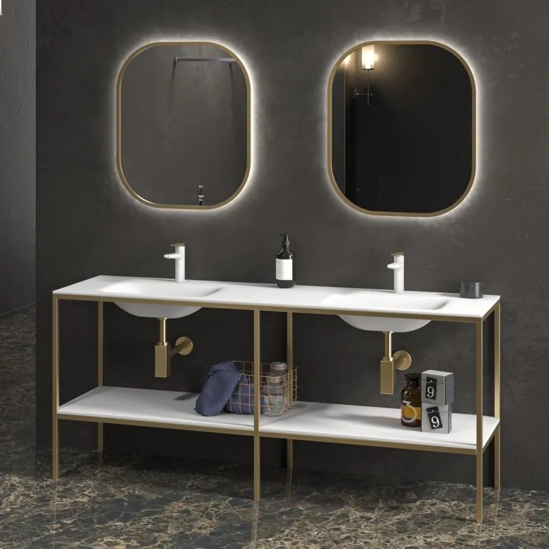 Mobile bagno metallico a terra 175 cm con doppio lavabo NET-175L - KAMALU