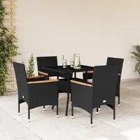 Set da Pranzo da Giardino con Cuscini 5 pz Polyrattan e Vetro 3278704