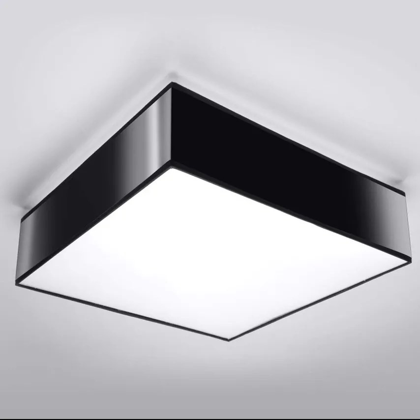 Plafoniera da Soffitto Quadrata in PVC 2xE27 HORUS 35 Nera da interno