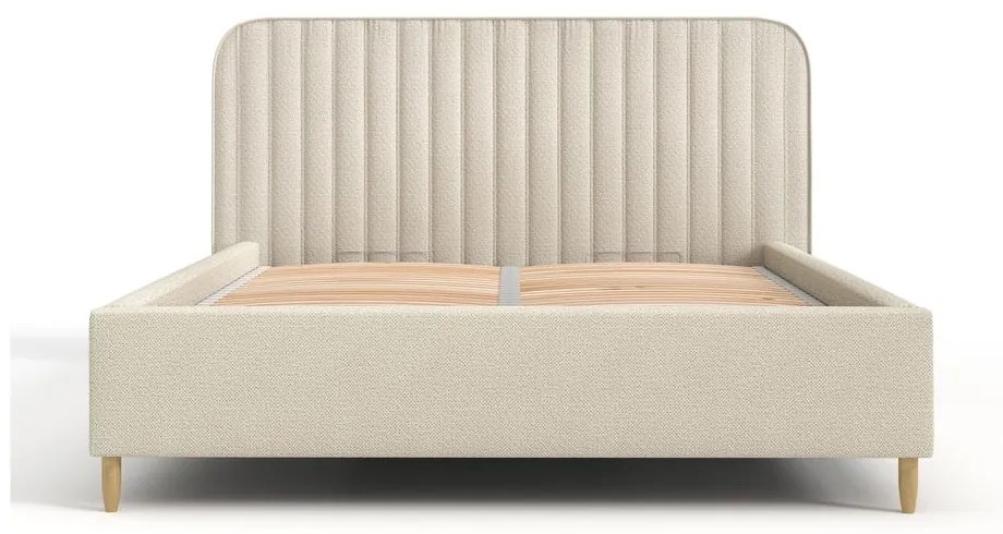 Letto matrimoniale imbottito beige con spazio contenitivo e rete 160x200 cm Noto - Maison de Rêve