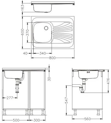 ALVEUS SETA24019 -Lavello da cucina CLASSIC+miscelatore MINTAS 34 cm acciaio/nero