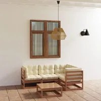 Set Divani da Giardino 5 pz con Cuscini Legno Massello di Pino 3076602