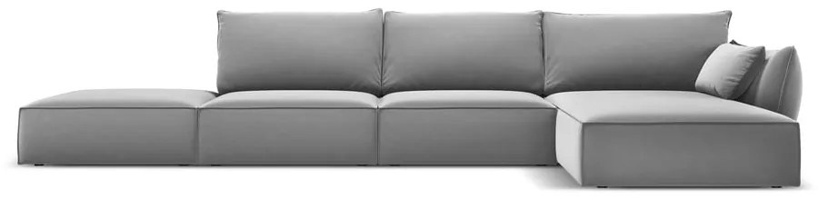 Divano angolare grigio chiaro (con penisola a destra/con chaise lounge) con rivestimento in velluto Vanda – Mazzini Sofas