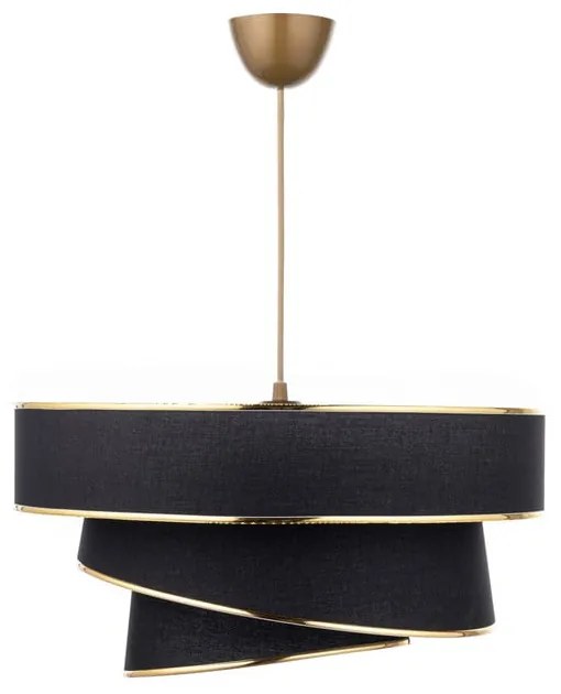 Lampadario nero/dorato con paralume in tessuto ø 40 cm Couper – Opviq lights