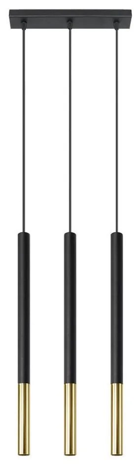 Lampadario su filo MOSAIC 3xG9/12W/230V nero/dorato