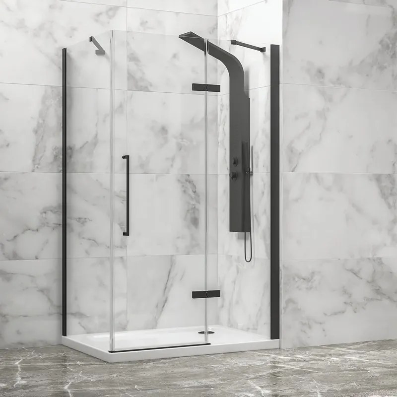 Box doccia 70x70 telaio nero porta battente | KT5000N - KAMALU