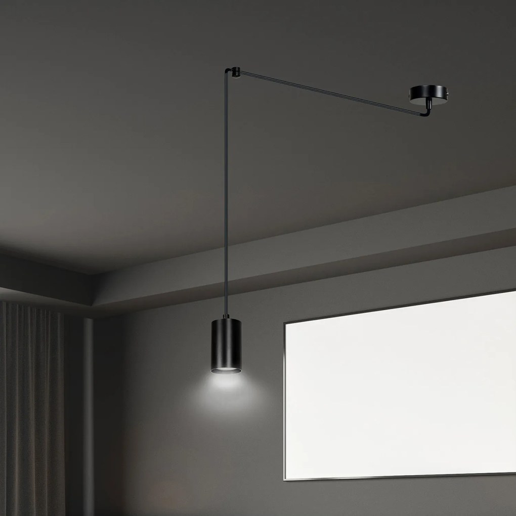 Sospensione A Ragno In Acciaio Nero 1 Luce Tracker Con Cavo 3 Metri