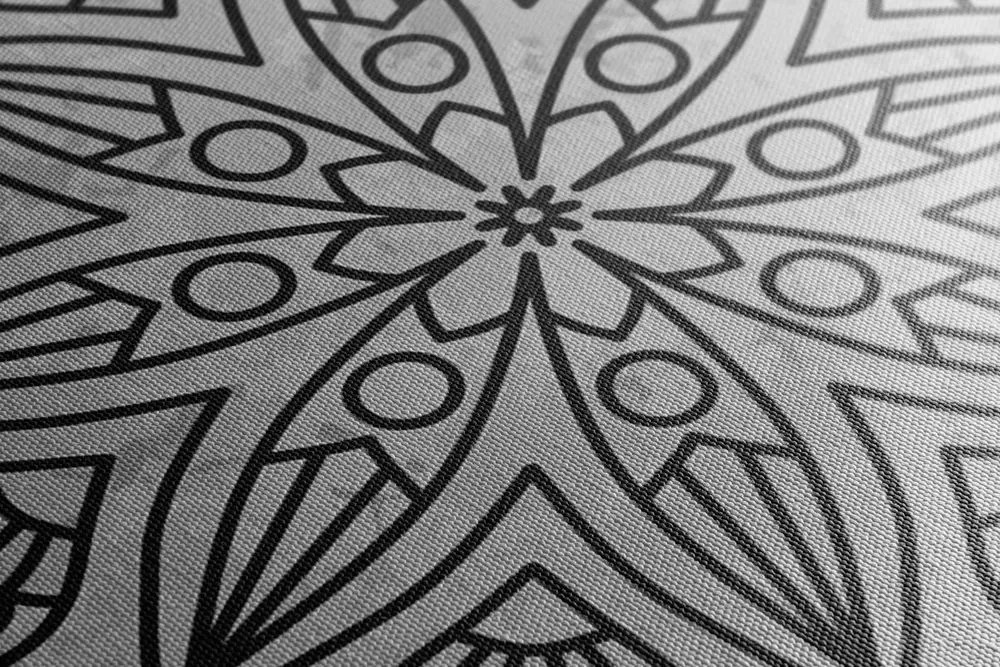 Stampa su tela – Mandala con tocco antico in bianco e nero