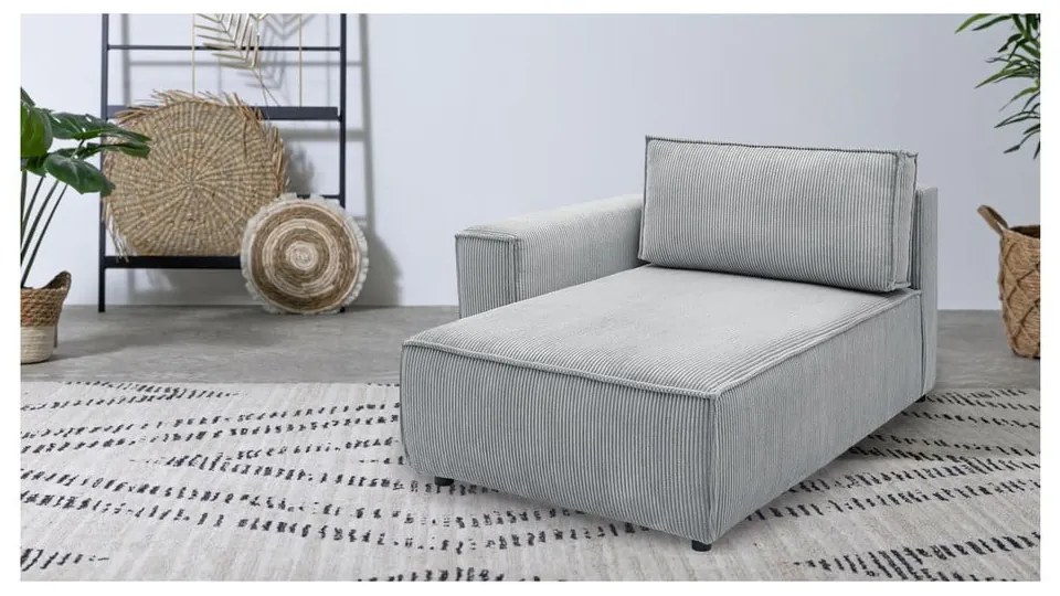 Modulo divano in velluto a coste grigio chiaro, angolo sinistro Nihad modular - Bobochic Paris