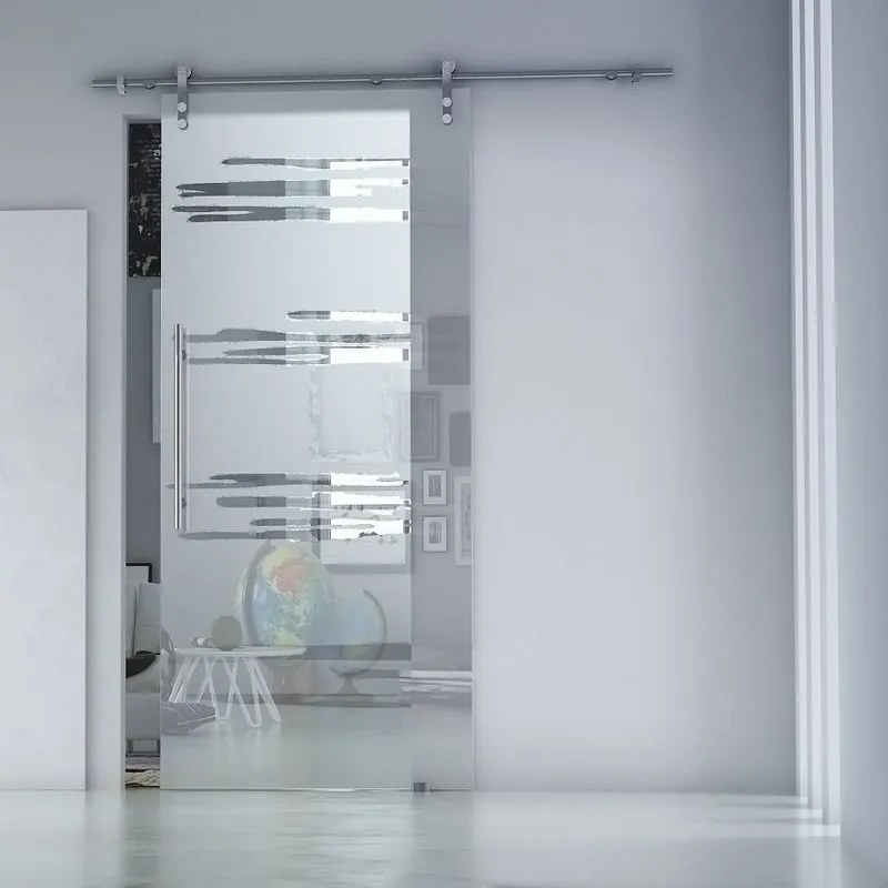 Porta scorrevole destra Gemini in inox trasparente, L 86 x H 215 cm, con binario Lux