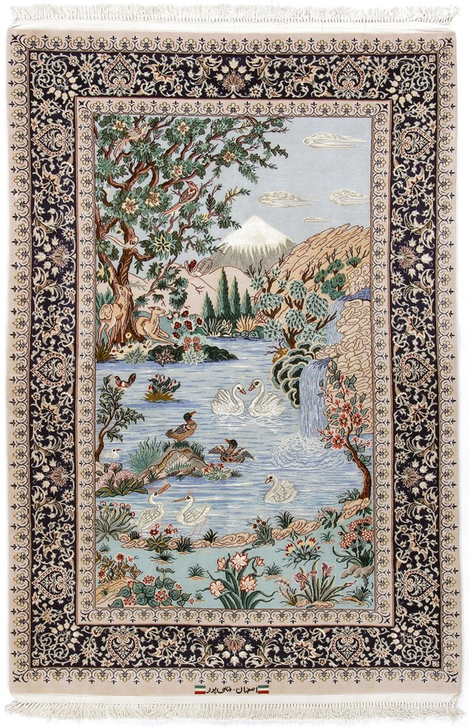 Isfahan Tappeto 170x110 (Iran) Annodato A Mano