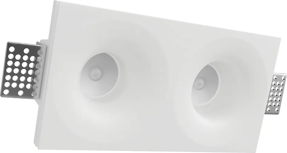 Portafaretto Rettangolare 190x100mm 2xGU10 in Gesso Pitturabile Curvo