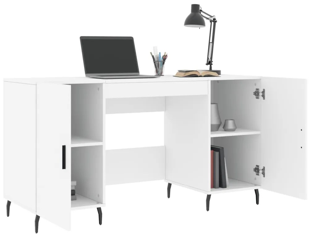 Scrivania bianca 140x50x75 cm in legno multistrato