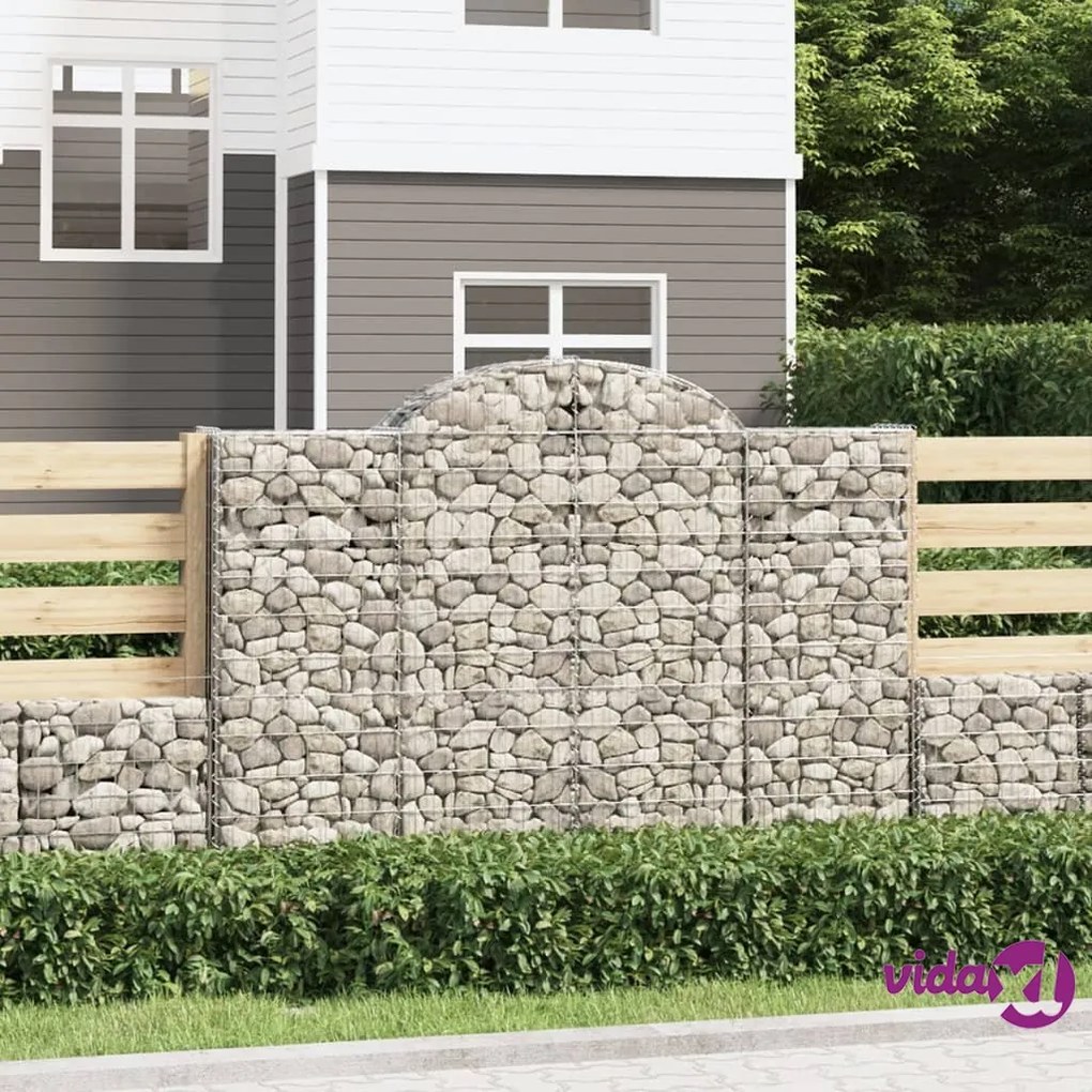 vidaXL Cesti Gabbioni ad Arco 5 pz 200x30x140/160 cm Ferro Zincato