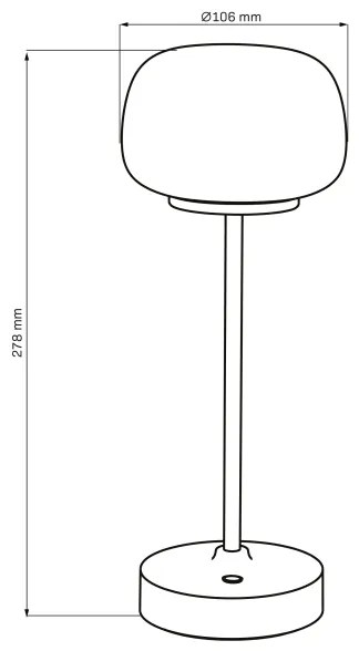 Lampada da tavolo LED dimmerabile con funzione Touch RIMINI LED/2W/5V USB 2000 mAh nero/bianco