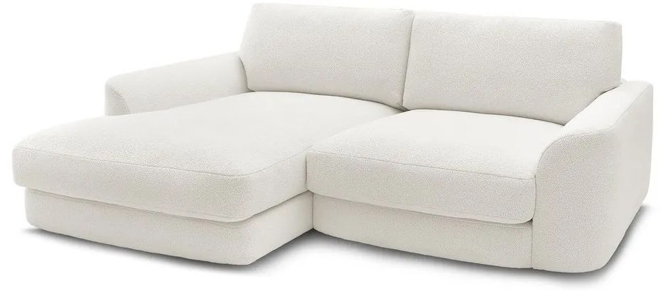 Divano angolare bianco (con penisola a sinistra/con chaise lounge) con rivestimento in bouclé Leonore – Bobochic Paris