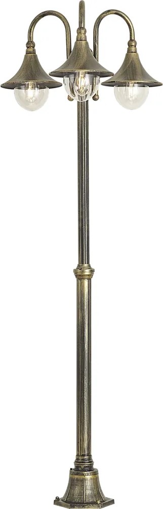 Lanterna da esterno classica nera con oro 200 cm 3 luci IP44 - Daphne