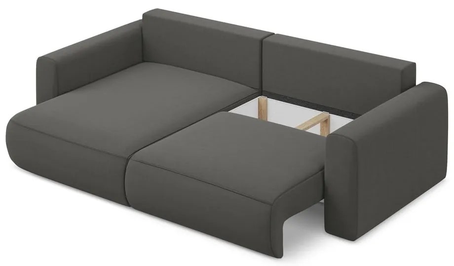 Divano angolare grigio scuro allungabile/con contenitore (con penisola a sinistra/con chaise lounge) con rivestimento in velluto Kapua – Makamii
