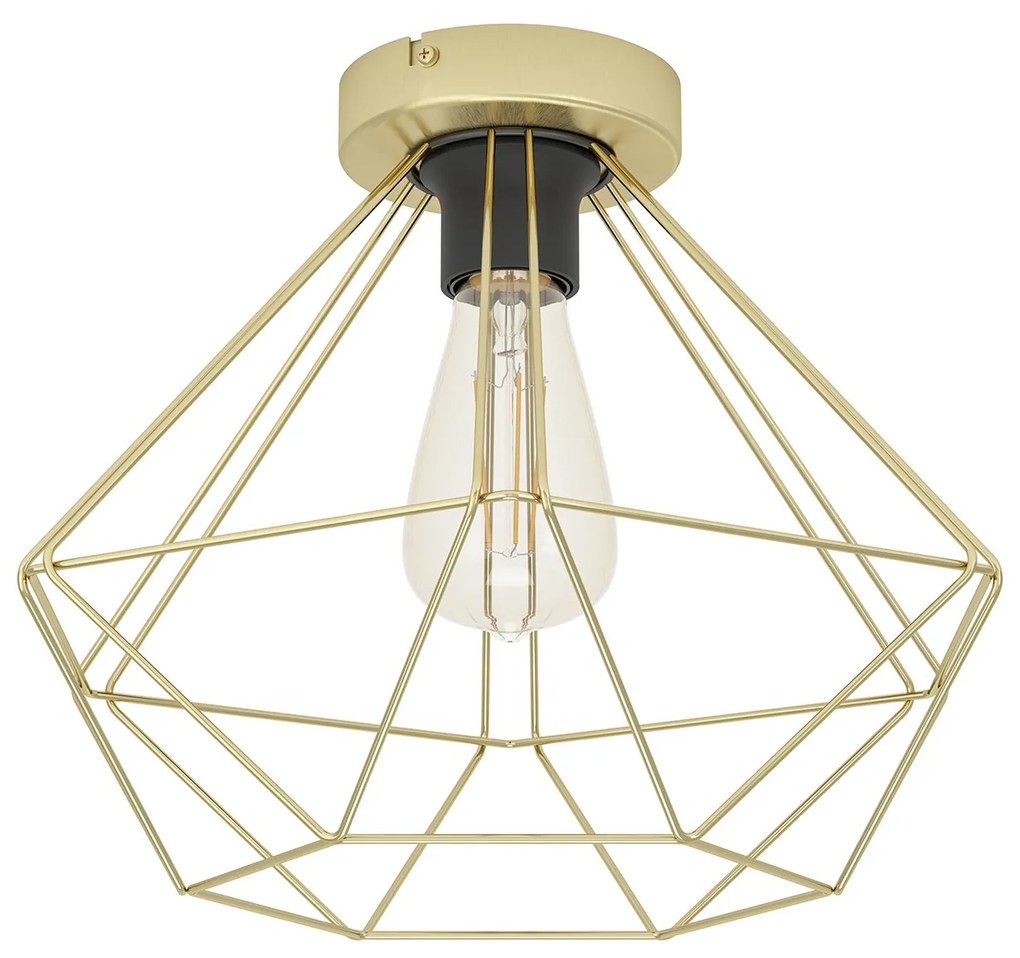 Plafoniera Vintage Tarbes Acciaio Ottone Spazzolato 1 Luce E27