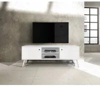 Porta tv in legno abete spazzolato bianco 160x45x55