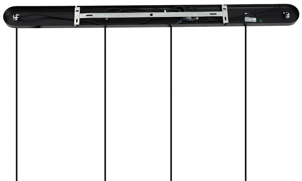 Lampada a sospensione Art Déco nera con vetro fumé rettangolare 4 luci - Bao