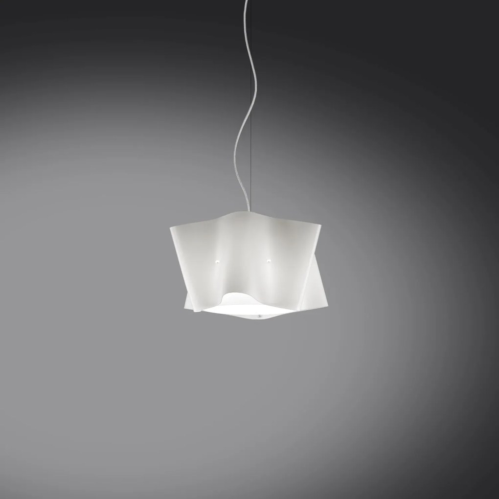 Sospensione Moderna Folio Polilux ® Bianco E Metallo Cromo 1 Luce E27