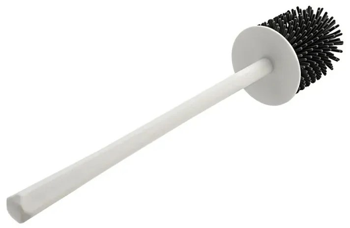 Scopino di ricambio per wc con setole in silicone grigio e manico bianco