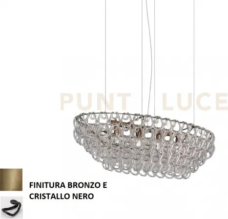 Giogali sospensione ov1 nero e bronzo opaco 4 luci attacco e27 in c...