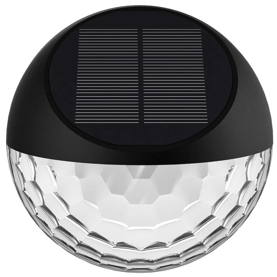 Aigostar - Lampada da parete solare LED RGB 2W 1,2V nera IP44