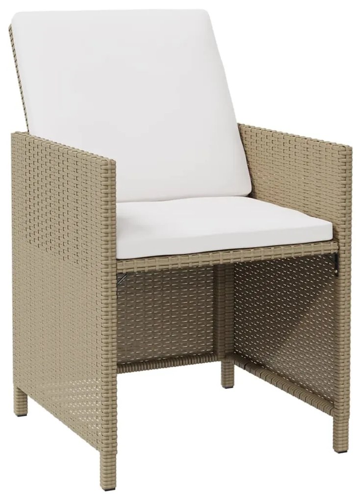 Sedie da Giardino con Cuscini 4 pz in Polyrattan Beige