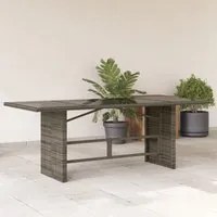 Tavolo da Giardino Piano in Vetro Grigio 190x80x75cm Polyrattan 365604