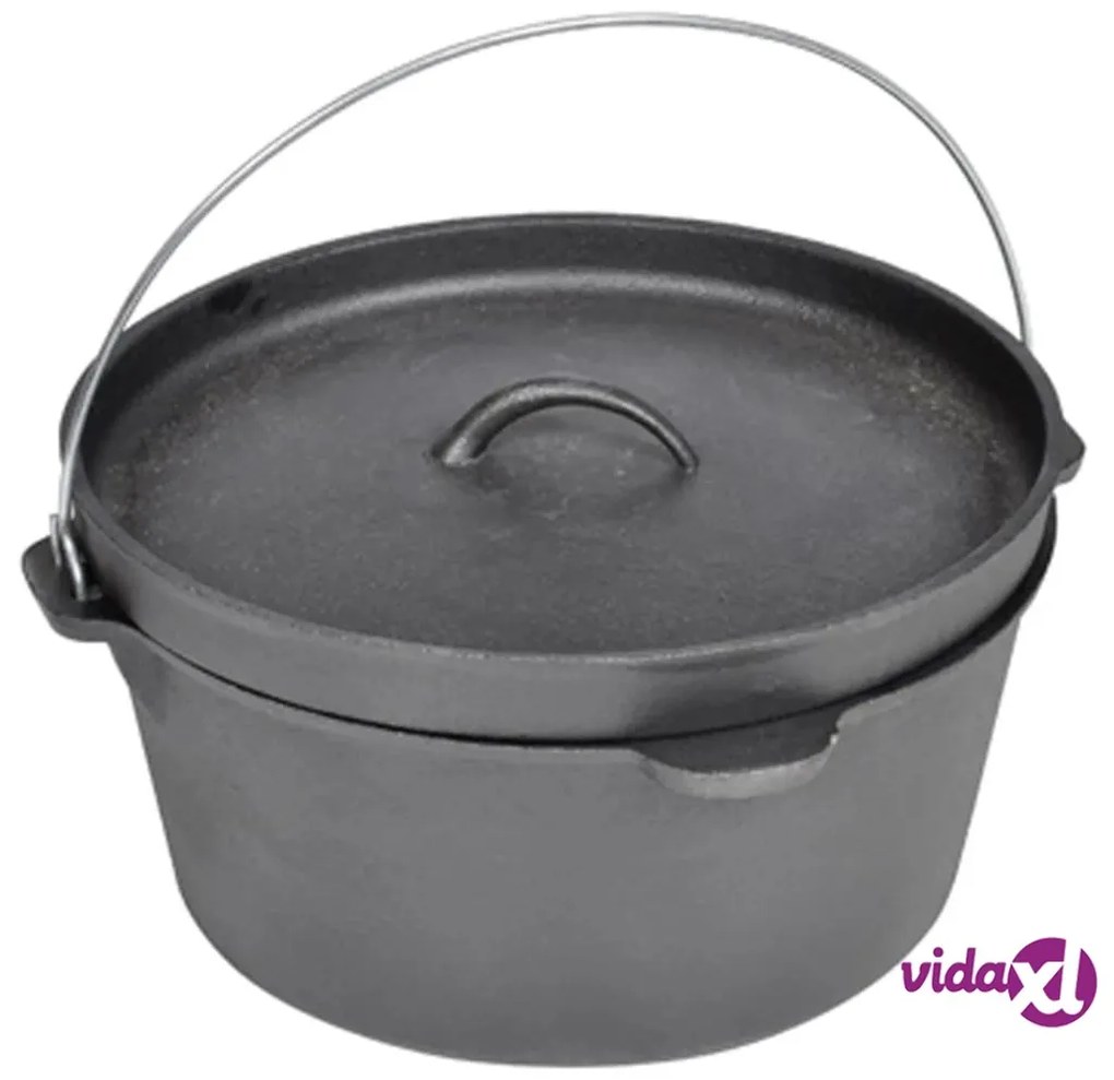 vidaXL Pentola casseruola da campeggio in ghisa con coperchio