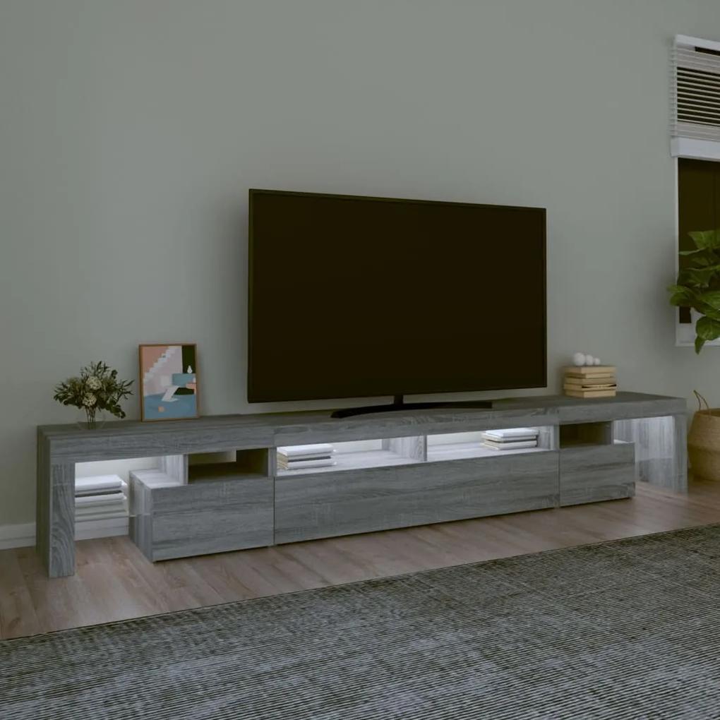 Mobile porta tv con luci led grigio sonoma 260x36,5x40 cm