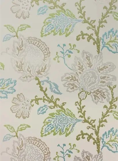 Nina Campbell Carta da parati Coromandel - Stone/ Green/ Aqua